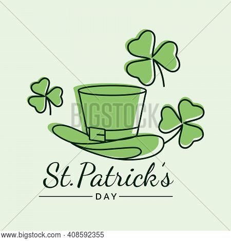 St. Patrick Day Poster. Clover Design Elements With Wishing Lettering Decoration. Vector Illustratio