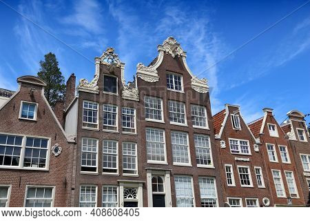 Amsterdam City Landmark - Begijnhof Residential Buildings. Netherlands Rowhouse.