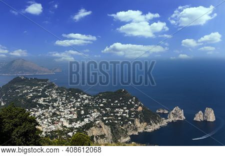 Panorama Of Capri Island From Monte Solaro, In Anacapri