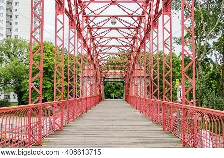 Berlin, Germany - July 2, 2016: Heritage-protected Haven Bridge ( Tegeler Hafenbruecke Or, More Popu