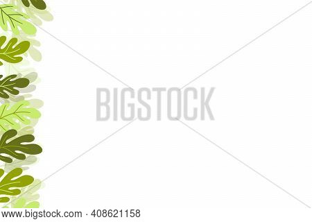 Floral Frame With Colorful Exotic Branches On White Background. Ornate Border With Tropic Leaves. Ve