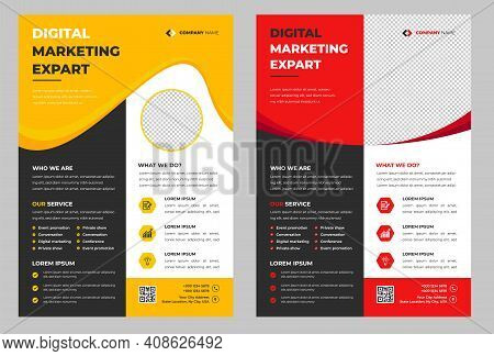 Corporate Business Flyer Template Design With Yellow And Red Color. Marketing, Business Proposal, Pr