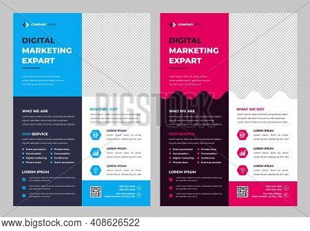 Corporate Business Flyer Template Design With Blue And Magenta Color. Marketing, Business Proposal, 