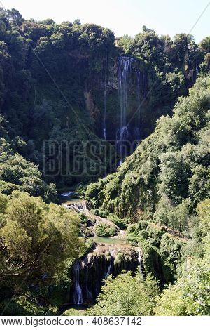 Terni (tr), Italy - May 10, 2016: The Famous Marmore Waterfall, Terni, Umbria, Italy