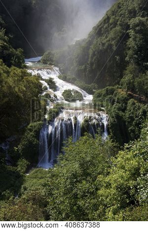 Terni (tr), Italy - May 10, 2016: The Famous Marmore Waterfall, Terni, Umbria, Italy