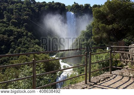 Terni (tr), Italy - May 10, 2016: The Famous Marmore Waterfall, Terni, Umbria, Italy