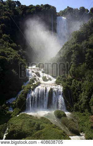 Terni (tr), Italy - May 10, 2016: The Famous Marmore Waterfall, Terni, Umbria, Italy