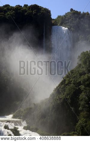 Terni (tr), Italy - May 10, 2016: The Famous Marmore Waterfall, Terni, Umbria, Italy