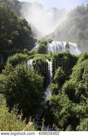 Terni (tr), Italy - May 10, 2016: The Famous Marmore Waterfall, Terni, Umbria, Italy