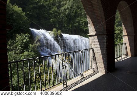 Terni (tr), Italy - May 10, 2016: The Famous Marmore Waterfall, Terni, Umbria, Italy