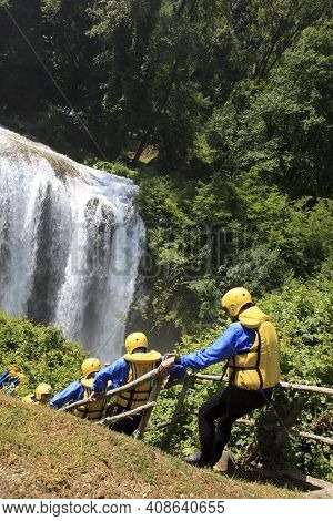 Terni (tr), Italy - May 10, 2016: Setting Off On A Rafting And Kayaking Trip On River Near The Famou