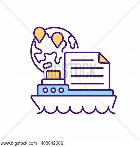 Delivering Contract Rgb Color Icon. Sending Documents For Signing To Another Country For Review. Agr