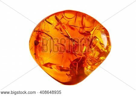 Macro Opal Mineral Stone In Rock On White Background