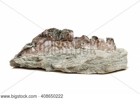 Macro Mineral Stone Quartz Chlorite Palygorskite Rock On A White Background