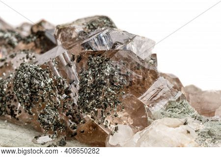 Macro Mineral Stone Quartz Chlorite Palygorskite Rock On A White Background