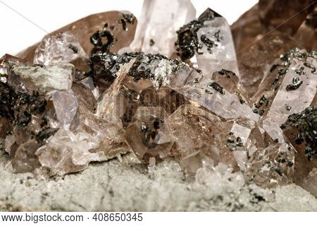 Macro Mineral Stone Quartz Chlorite Palygorskite Rock On A White Background