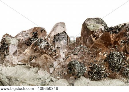 Macro Mineral Stone Quartz Chlorite Palygorskite Rock On A White Background