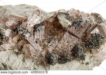 Macro Mineral Stone Quartz Chlorite Palygorskite Rock On A White Background