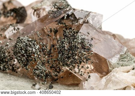 Macro Mineral Stone Quartz Chlorite Palygorskite Rock On A White Background
