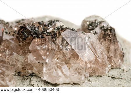 Macro Mineral Stone Quartz Chlorite Palygorskite Rock On A White Background