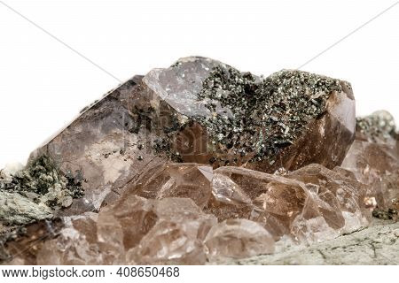 Macro Mineral Stone Quartz Chlorite Palygorskite Rock On A White Background