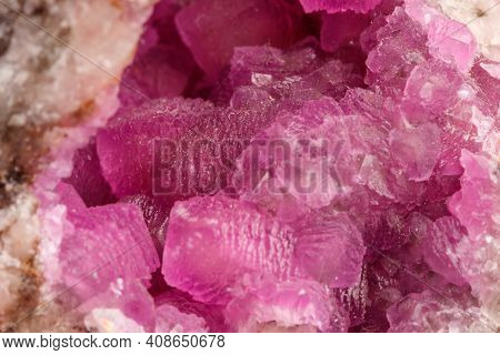 Macro Mineral Stone Cobalt Calcite Rock On White Background