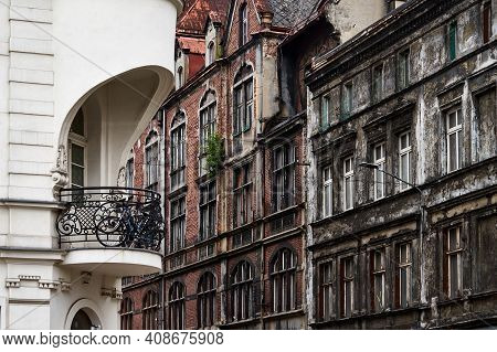 A Ruined Houses In  Bytom Town, Poland.