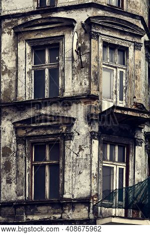 A Ruined Houses In  Bytom Town, Poland.