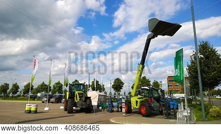 St. Petersburg, Russia - September 4, 2020: New Tractor And Telehandler Claas Scorpion In Agricultur