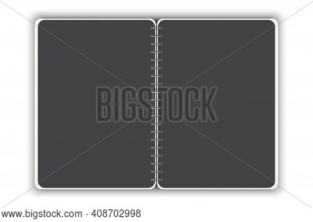 Black Notebook Cover On White Background. Business Organizer. Notebook Paper. Vector Design. Stock I