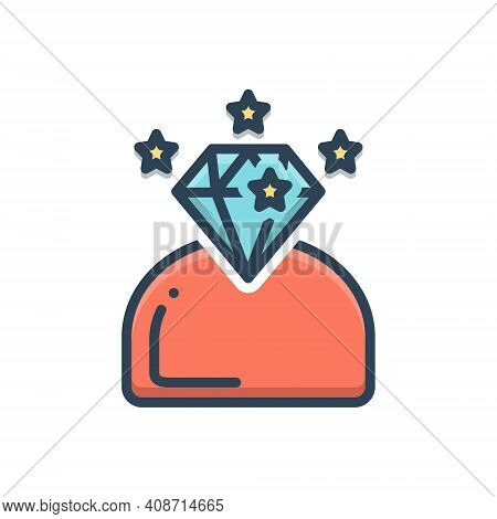 Color Illustration Icon For Brilliant Sagacious Intelligent Talented