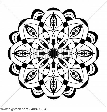 Monochrome Mandala, Decorative Ornament, Patterned Design Element, Vector Ethnic Amulet.