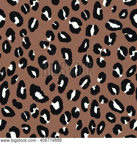 Abstract Modern Leopard Seamless Pattern. Animals Trendy Background. Brown And Black Decorative Vect