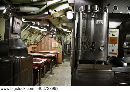 Portsmouth, Nh - Oct 3: Inside Uss Albacore Submarine (agss-569) In Portsmouth, New Hampshire, As Se