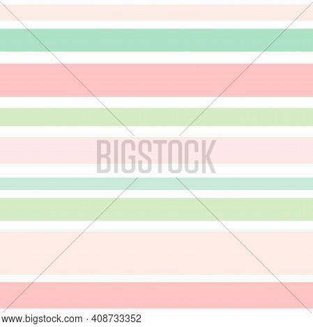 Pastel Colored Lines For Eggs Decoration. Seamless Texture With Easter Ornament On White Background.