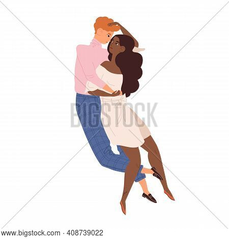 Young Modern Heterosexual Man And Woman Hugging And Demonstrating Sexual Attraction And Desire. Inte
