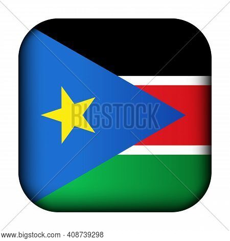 Glass Light Ball With Flag Of South Sudan. Squared Template Icon. Sudanese National Symbol. Glossy R
