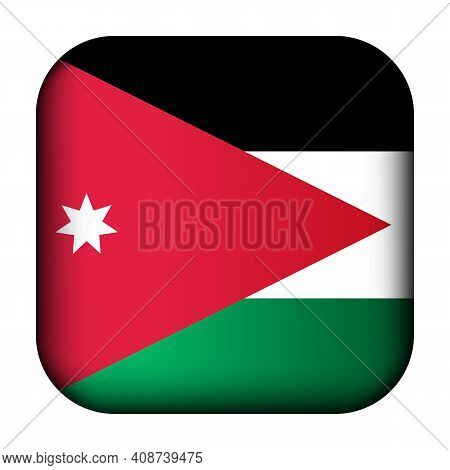 Glass Light Ball With Flag Of Jordan. Squared Template Icon. National Symbol. Glossy Realistic Cube,