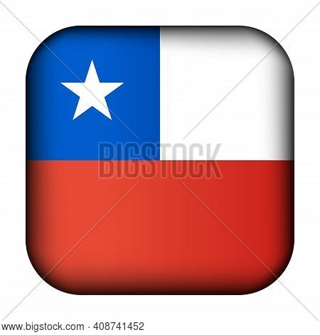 Glass Light Ball With Flag Of Chile. Squared Template Icon. Chilean National Symbol. Glossy Realisti