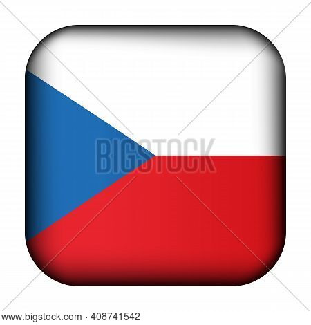 Glass Light Ball With Flag Of Czech Republic. Squared Template Icon. National Symbol. Glossy Realist