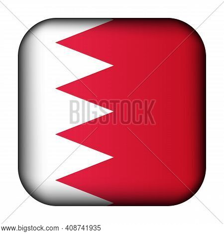 Glass Light Ball With Flag Of Bahrain. Squared Template Icon. National Symbol. Glossy Realistic Cube