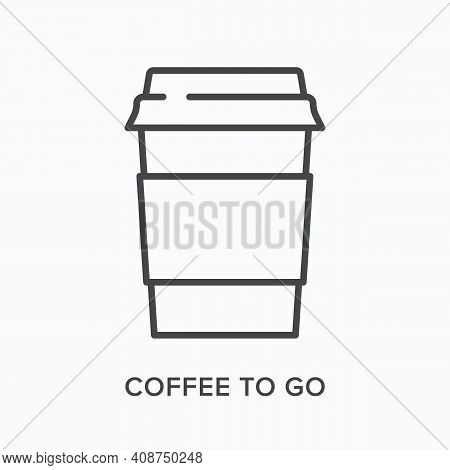 Coffee To Go Flat Line Icon. Vector Outline Illustration Of Paper Cup. Black Thin Linear Pictogram F