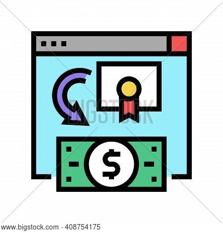 Exchange Share Company To Moey Color Icon Vector. Exchange Share Company To Moey Sign. Isolated Symb