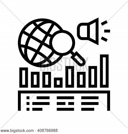 News Coverage Analysis Line Icon Vector. News Coverage Analysis Sign. Isolated Contour Symbol Black 