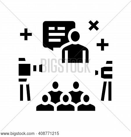Meeting And Conference Glyph Icon Vector. Meeting And Conference Sign. Isolated Contour Symbol Black