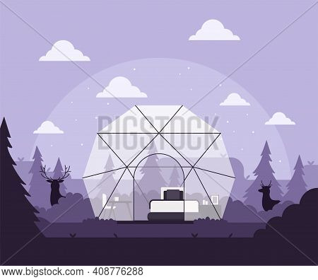 Vector Stock Glamping Concept Of Comfortable Outdoor Recreation.  Comfortable Camping With Camping, 