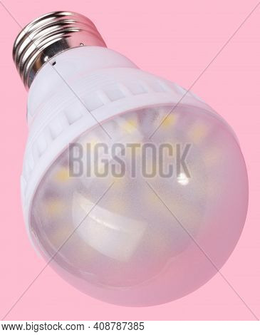 Led Tube Lamp On Pink Background At Dry Sunny Summer Day