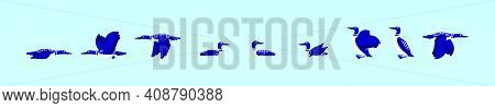 Set Of Loon Cartoon Icon Design Template With Various Models. Modern Vector Illustration Isolated On