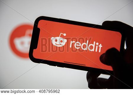 London, Uk - February 2021: Reddit Logo Displayed On A Smartphone Device