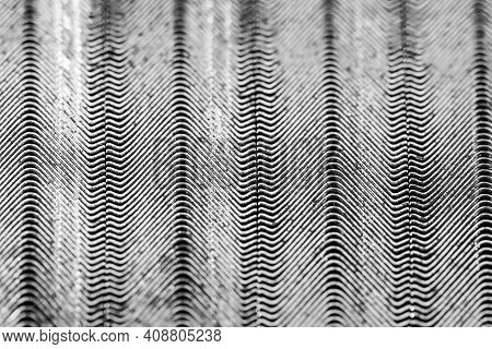 Monochrome Image, V Nails In Rows Close Up Macro, This Special Nails Are Used By Picture Framers To 